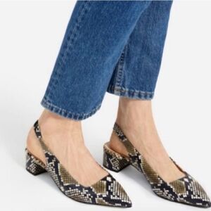Everlane snake-skin heels, size 8.5.